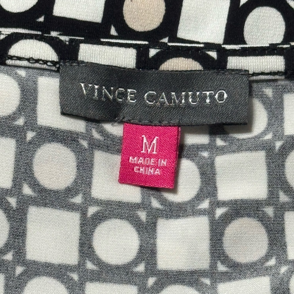 Vince Camuto Black and Cream Geometric Blouse - Picture 3 of 4